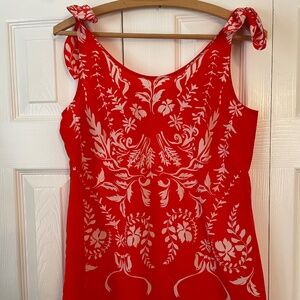 Cabi sleeveless top, orange floral, size small